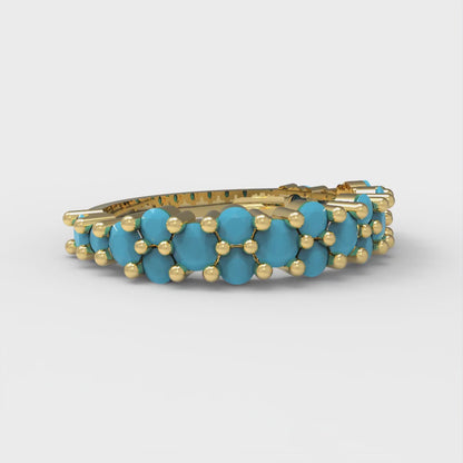 0.98 cttw Simulated Turquoise Round Cut Yellow Gold Eternity Wedding Band