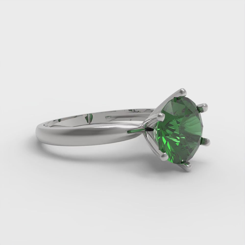 2 cttw Simulated Emerald Solitaire  Engagement Ring - Solid Gold (Round Cut,8.0mm)