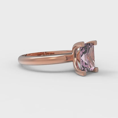 1 cttw Zirconia Simulated Pink Diamond Solitaire  Engagement Ring - Solid Gold (VVS1, Emerald Cut,7X5mm)