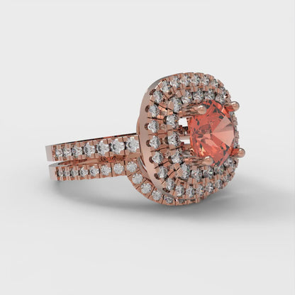 1.7825 cttw Round Cut Simulated Red Diamond Bridal Set - Solid Rose Gold Engagement Ring & Wedding Band