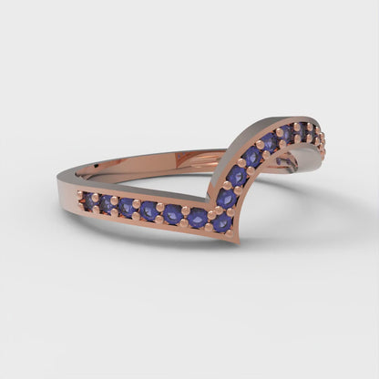 0.165 cttw Simulated Blue Sapphire Round Cut Rose Gold Eternity Wedding Band