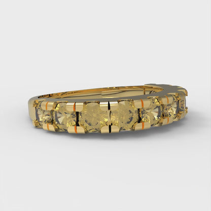 1 cttw Simulated Yellow Diamond Round Cut Yellow Gold Eternity Wedding Band