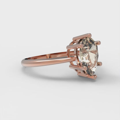 1.5 cttw Natural Morganite Solitaire  Engagement Ring - Solid Gold (Pear Cut,9x6mm)