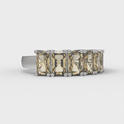 2.61 cttw Simulated Champagne Diamond Emerald Cut White Gold Eternity Wedding Band