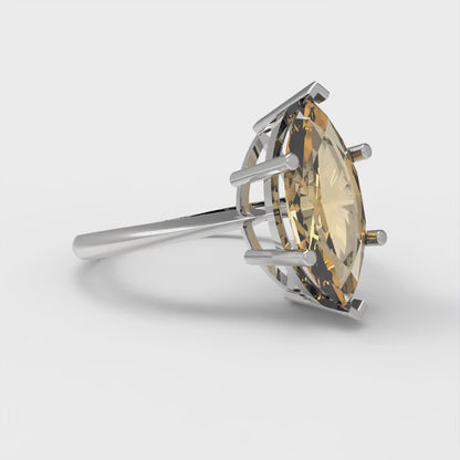 2.5 cttw Zirconia Simulated Champagne Diamond Solitaire  Engagement Ring - Solid Gold (VVS1, Marquise Cut ,13x6.5mm)