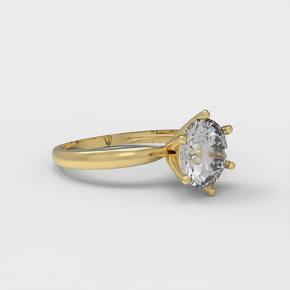 1.5 cttw White Sapphire Solitaire  Engagement Ring - Solid Gold (Round Cut,7.5mm)