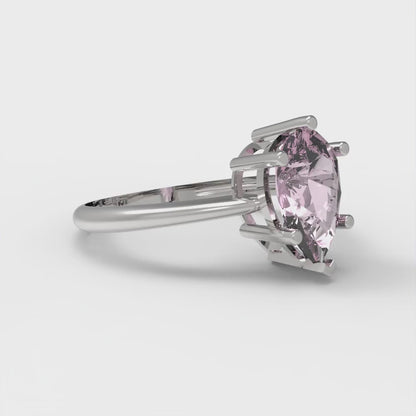 1.5 cttw Zirconia Simulated Pink Diamond Solitaire  Engagement Ring - Solid Gold (VVS1, Pear Cut,9x6mm)