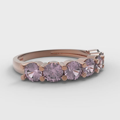 1.19 cttw Simulated Pink Diamond Round Cut Rose Gold Eternity Wedding Band