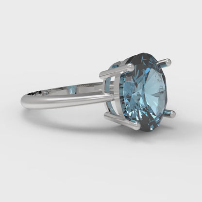 2.5 cttw Natural Sky Blue Topaz Solitaire  Engagement Ring - Solid Gold (Oval Cut,9.5x7.5mm)