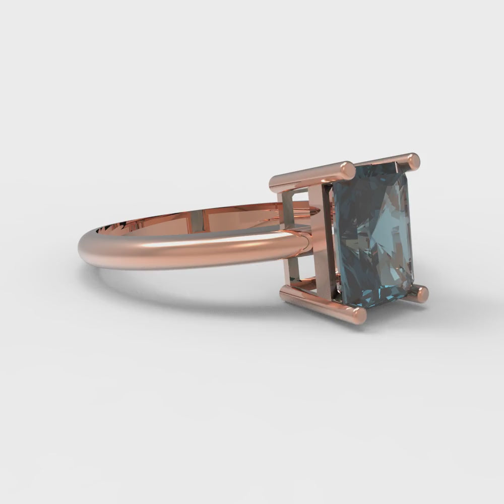 1.75 cttw Natural London Blue Topaz Solitaire  Engagement Ring - Solid Gold (Radiant Cut,7.5x5.5mm)