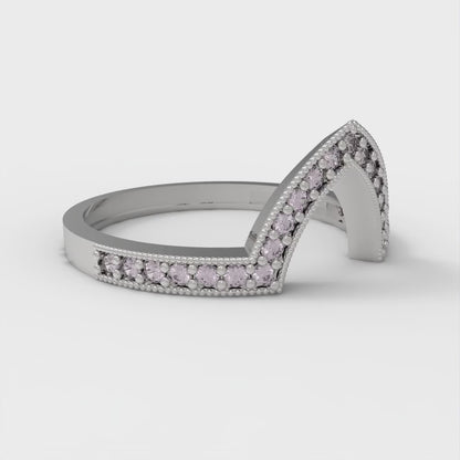 0.1875 cttw Simulated Pink Diamond Round Cut White Gold Eternity Wedding Band