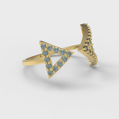 0.2475 cttw Natural London Blue Topaz Statement Engagement Ring - Solid Gold (Round Cut,1.2mm)