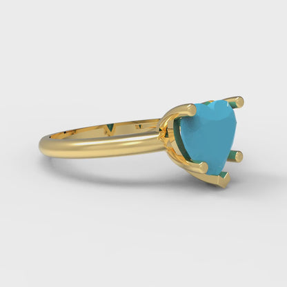 2 cttw Simulated Turquoise Solitaire  Engagement Ring - Solid Gold (Heart Cut,8mm)