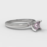 0.5 ct Brilliant Princess Cut Pink Simulated Diamond Stone White Gold Solitaire Ring