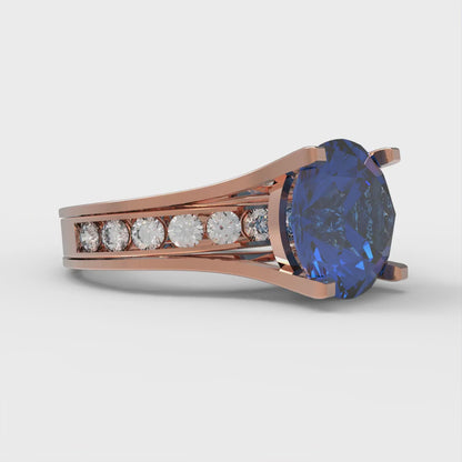 3.39 cttw Round Cut Simulated Tanzanite Bridal Set - Solid Rose Gold Engagement Ring & Wedding Band