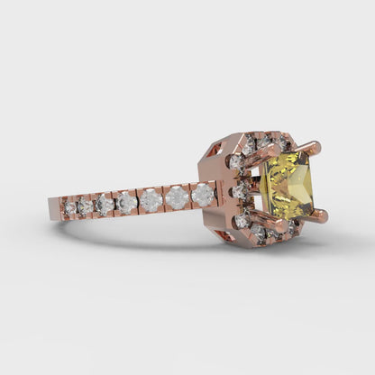 0.89 cttw Natural Citrine Hidden Halo Engagement Ring - Solid Gold (Princess Cut,4.5mm)