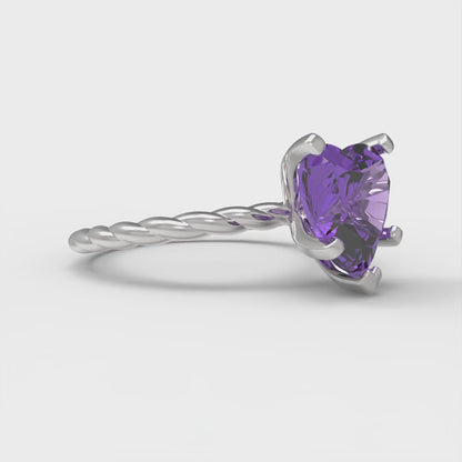 2 cttw Simulated Alexandrite Solitaire  Engagement Ring - Solid Gold (Heart Cut,8mm)