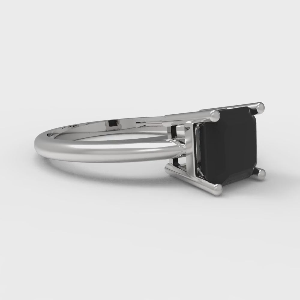 1 cttw Natural Onyx Solitaire  Engagement Ring - Solid Gold (Asscher Cut,6mm)