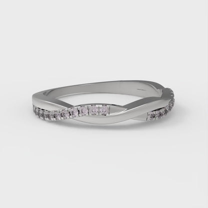 0.16 cttw Simulated Pink Diamond Round Cut White Gold Eternity Wedding Band