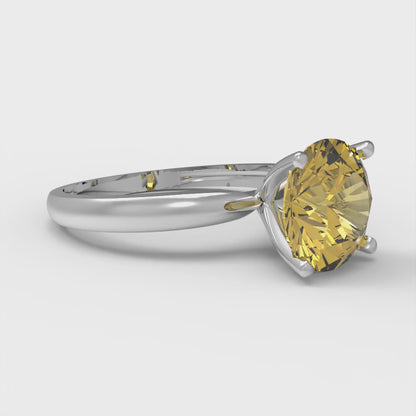 2 cttw Natural Citrine Solitaire  Engagement Ring - Solid Gold (Round Cut,8.0mm)