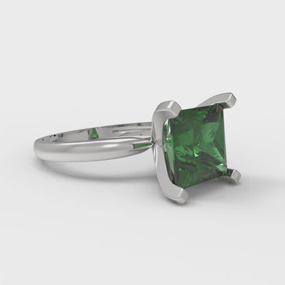 3 cttw Simulated Emerald Solitaire  Engagement Ring - Solid Gold (Princess Cut,8.0mm)