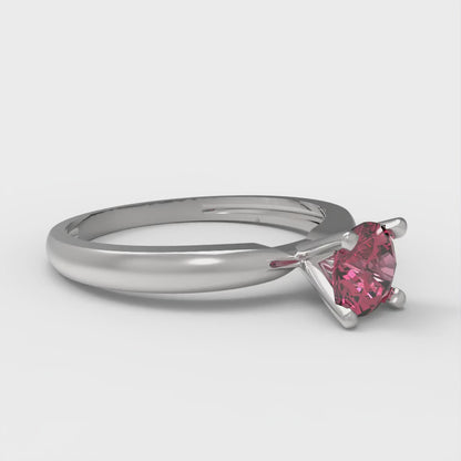 0.5 cttw Simulated Ruby Solitaire  Engagement Ring - Solid White Gold (VVS1, Round Cut,5.0mm)