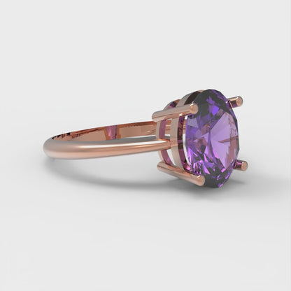 2 cttw Simulated Alexandrite Solitaire  Engagement Ring - Solid Gold (Oval Cut,9x7mm)