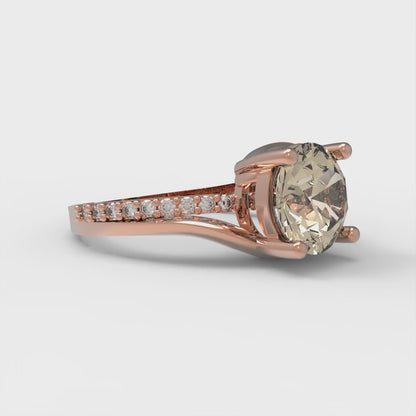 1.71 cttw Natural Morganite Solitaire with Zirconia Simulated Diamond Accents Engagement Ring - Solid Rose Gold (VVS1, Round Cut,7.5mm)