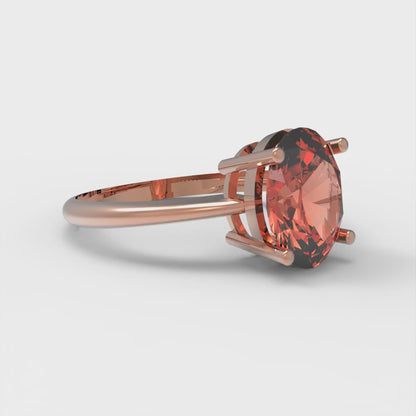 2 cttw Zirconia Simulated Red Diamond Solitaire  Engagement Ring - Solid Gold (VVS1, Oval Cut,9x7mm)