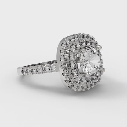 1.615 cttw Zirconia Simulated Diamond Solitaire with Zirconia Simulated Diamond Accents Engagement Ring - Solid White Gold (VVS1, Round Cut,6.5mm)