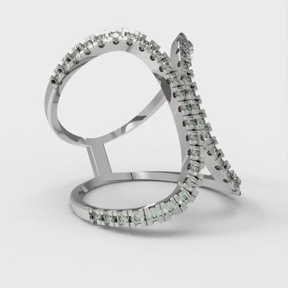 0.5 cttw Zirconia Simulated Green Diamond Statement Engagement Ring - Solid White Gold (VVS1, Round Cut,1.3mm)