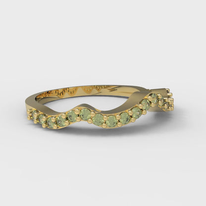 0.23 cttw Natural Peridot Round Cut Yellow Gold Eternity Wedding Band