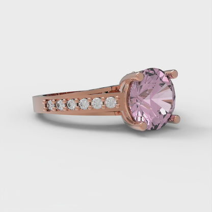 2.21 cttw Zirconia Simulated Pink Diamond Solitaire with Zirconia Simulated Diamond Accents Engagement Ring - Solid Gold (VVS1, Round Cut,8.0mm)