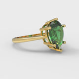 2.0 ct Brilliant Pear Cut Simulated Emerald Stone Yellow Gold Solitaire Ring