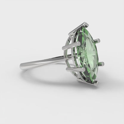 2.5 cttw Zirconia Simulated Green Diamond Solitaire  Engagement Ring - Solid Gold (VVS1, Marquise Cut ,13x6.5mm)