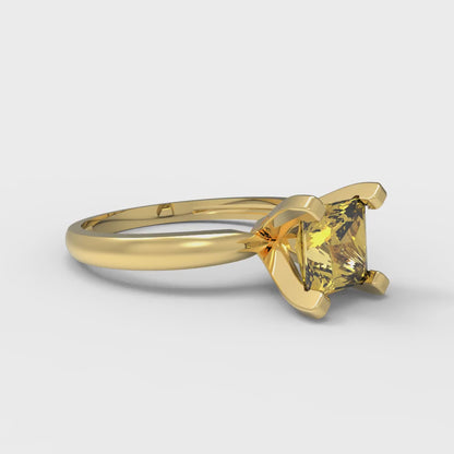 1 cttw Natural Citrine Solitaire  Engagement Ring - Solid Gold (Princess Cut,5.5mm)