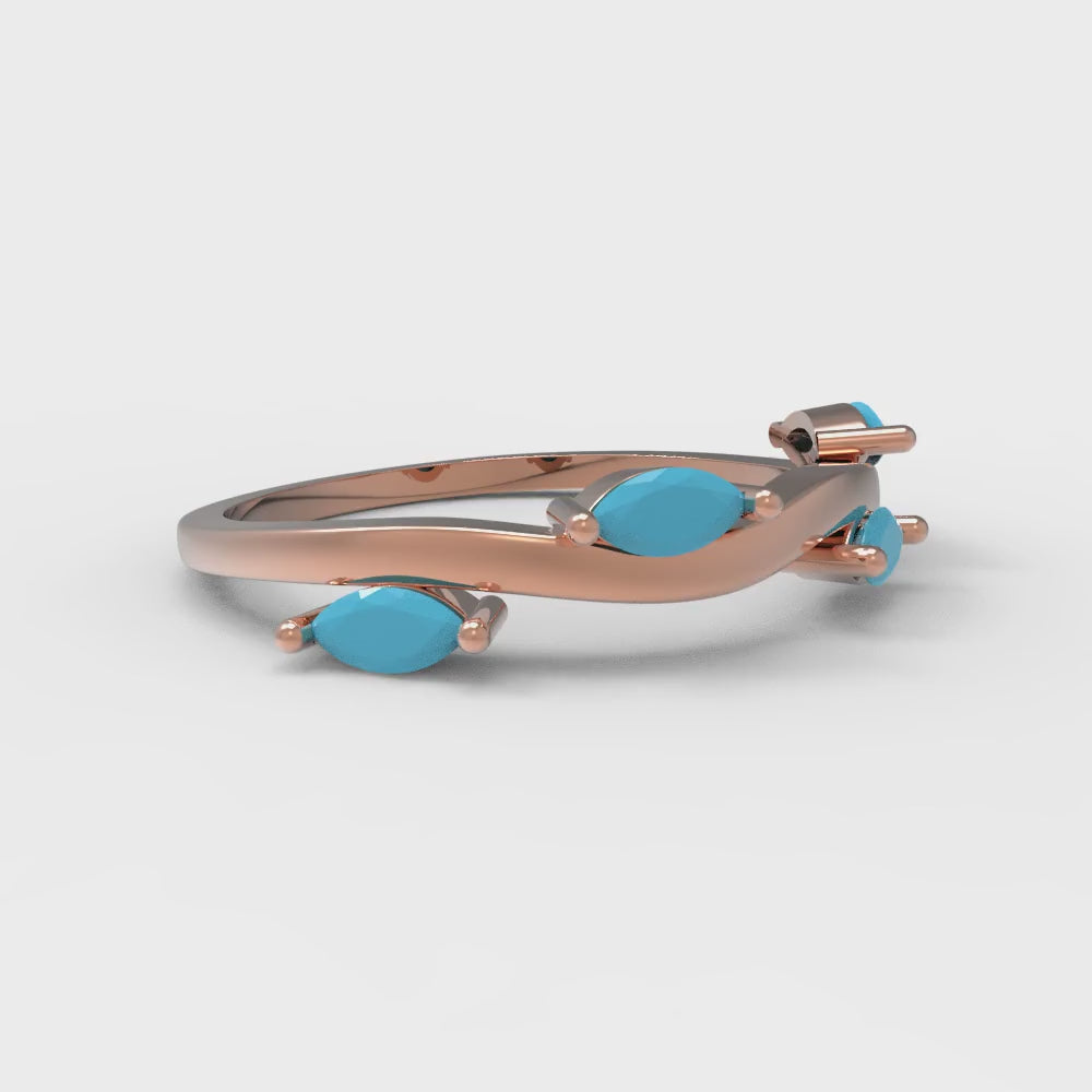 0.4 cttw Simulated Turquoise Marquise Cut Rose Gold Eternity Wedding Band