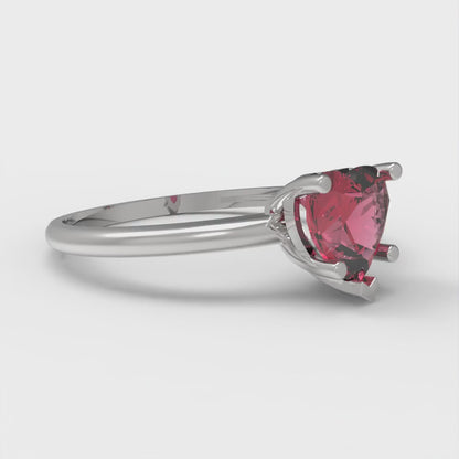 1.25 cttw Simulated Ruby Solitaire  Engagement Ring - Solid White Gold (VVS1, Heart Cut,7.0mm)
