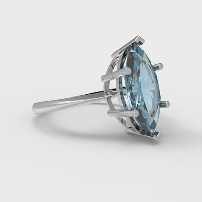 2.5 cttw Natural Sky Blue Topaz Solitaire  Engagement Ring - Solid Gold (Marquise Cut ,13x6.5mm)