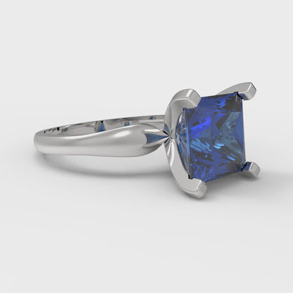 2.5 cttw Simulated Tanzanite Solitaire  Engagement Ring - Solid Gold (Princess Cut,7.5mm)
