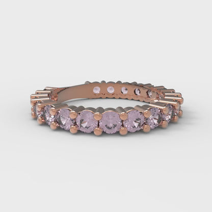 1.44 cttw Simulated Pink Diamond Round Cut Rose Gold Eternity Wedding Band