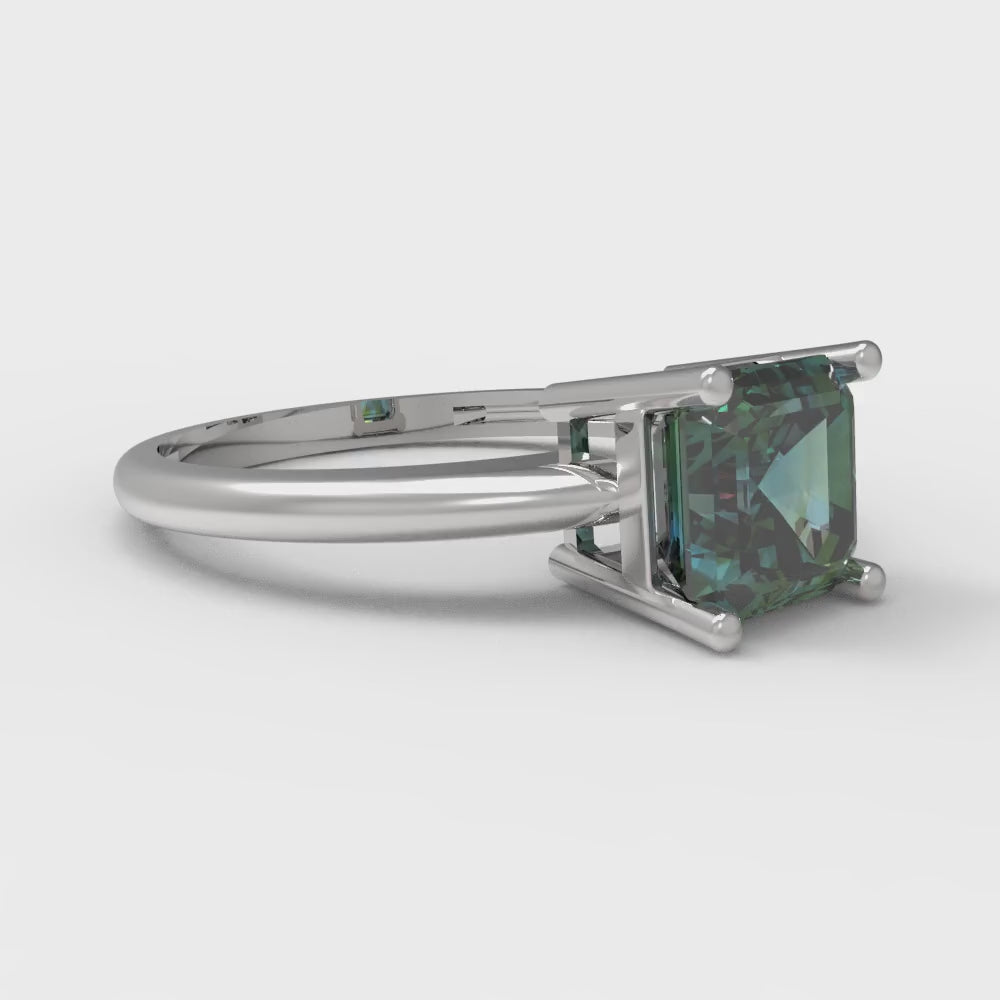 1 cttw Blue Moissanite Solitaire  Engagement Ring - Solid Gold (Asscher Cut,6mm)