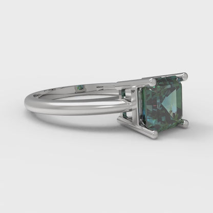 1 cttw Blue Moissanite Solitaire  Engagement Ring - Solid Gold (Asscher Cut,6mm)