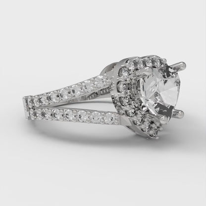 1.49 cttw White Sapphire Hidden Halo Engagement Ring - Solid White Gold (VVS1, Heart Cut,6.5mm)