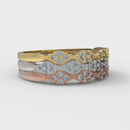 0.3 cttw Simulated Blue Diamond Round Cut White/Rose/Yellow Gold Eternity Wedding Band