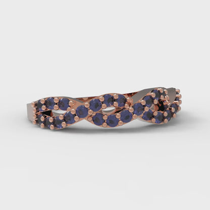 0.495 cttw Simulated Blue Sapphire Round Cut Rose Gold Eternity Wedding Band