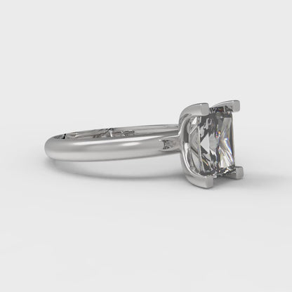 1 cttw Certified Moissanite Solitaire  Engagement Ring - Solid Gold (VVS1, D-F,Emerald Cut,7X5mm)