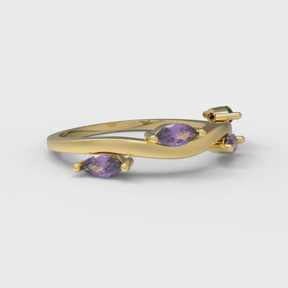 0.4 cttw Simulated Alexandrite Marquise Cut Yellow Gold Eternity Wedding Band