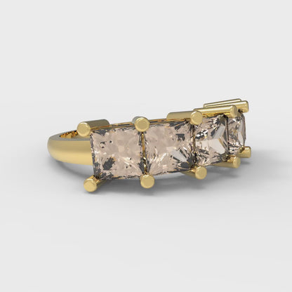 2.5 cttw Yellow Moissanite Princess Cut Yellow Gold Eternity Wedding Band