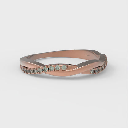 0.16 cttw Blue Moissanite Round Cut Rose Gold Eternity Wedding Band